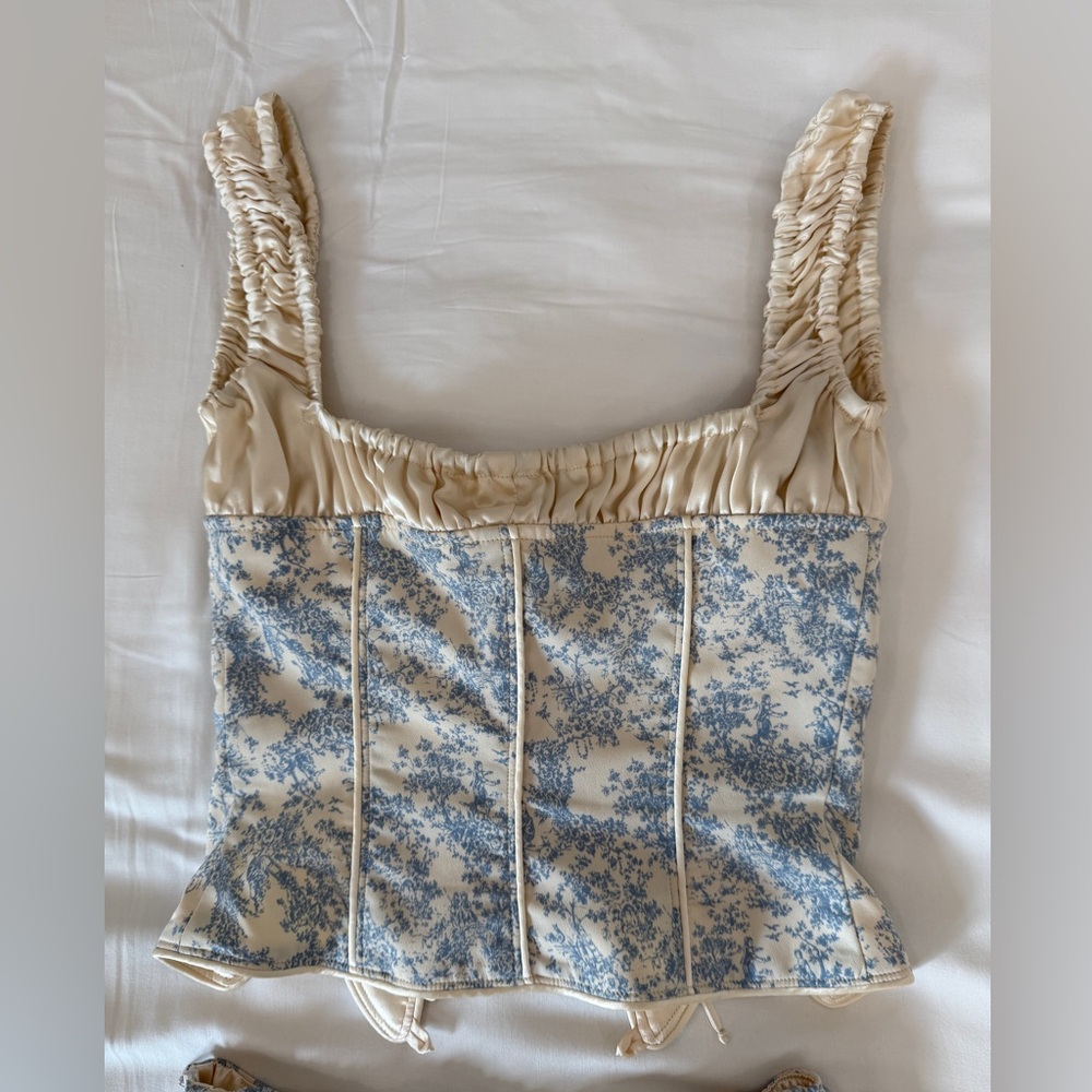 Fait Par Foutch Blue Toile Set (Angelina Corset + Jacqueline Skirt) size xxs - Picture 10 of 16